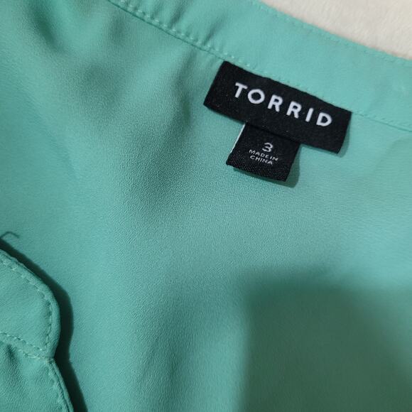 Torrid Peplum Georgette Button-Front Tie-Front Blouse - Size 3X - Picture 6 of 11